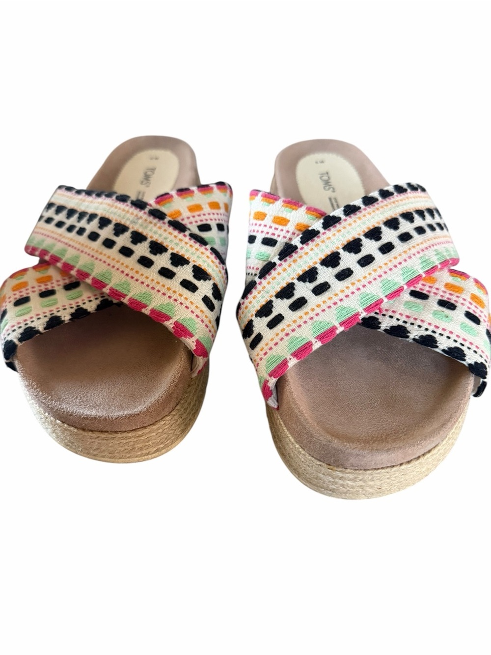 TOMS Multicolor Stitched Slide Sandals - Picture 2 of 6